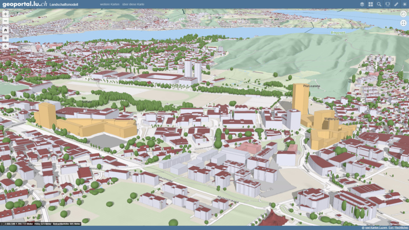 3D-Landschaftsmodell, Beispiel Luzern Süd | © Kanton Luzern